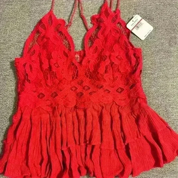 Intimately Free People Adella Cami NWT in Red - Picture 1 of 8